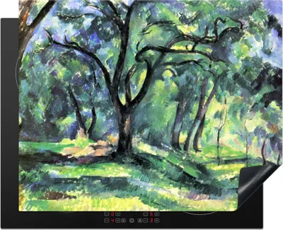 Produktbild von KitchenYeah© Herdabdeckplatte In den Wäldern - Gemälde von Paul Cézanne , 65x52cm, Küche Deko, Glaskeramikkochfeld Herdabdeckung, Abdeckplatte fùr Kochfeld