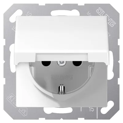 Obrázok produktu pre Jung SCHUKO zásuvka 16A 250V výklopný kryt AS 1520 BFKIKL WW