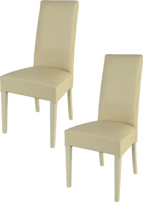 Zdjęcie produktu dla t m c s Tommychairs - Zestaw 2 nowoczesnych krzeseł LUISA do kuchni i jadalni, solidna konstrukcja wykonana z lakierowanego drewna bukowego w kolorze piaskowym, tapicerowana i pokryta imitacją skóry w kolorze piaskowym