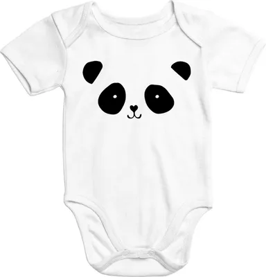 Produktbild von Baby-Body Panda Aufdruck kurzarm Onesie Baumwolle Moonworks® 0-3 Monate
