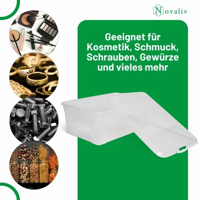 Productafbeelding van 2 opbergboxen, 10 liter, stapelbaar, plastic, transparant, met deksel. Geschikt als schoenendoos of opbergkist. Plastic opbergbox, multifunctionele box, 37 cm