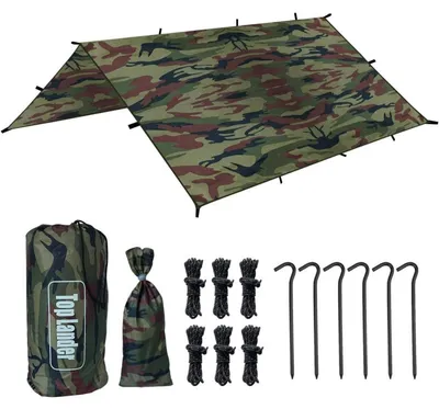 Produktbild von Zeltplane 3x3m Wasserdicht Ultraleicht Camouflage Sonnensegel 300x300cm Ripstop Oxford