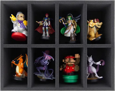 Produktbild von Schaumstoffeinlage für 8 große Nintendo Amiibos – 8 Fächer