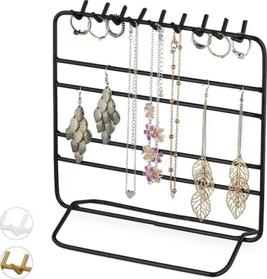 Produktbild von Famanu Schmuckhalter für Ketten, Ohrringe und Armbänder - Metall - Schwarz