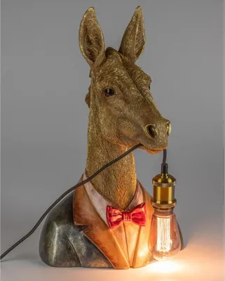 Produktbild von dekorative Tischlampe goldener Esel im Frack H. 50cm antikgold Formano