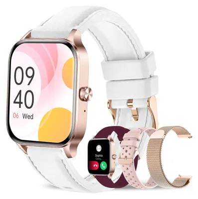 Produktbild von Smartwatch Damen mit Telefonfunktion Smart Watch Bluetooth Anrufe mit 100+ Sportmodi Herzfrequenz Schlafmonitor für Android und iOS Strukturweiß