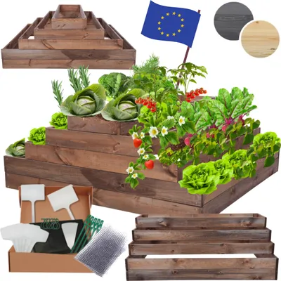 Produktbild von MODO24 Hochbeet Holz, Pflanzkasten, Massivholz, Kiefer, Kräuterbeet, Blumenkasten, Garten, Terrasse, 45x117x100 cm, Braun, ZP09