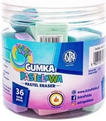 Image de Gomme carrée pastel 28x28mm (36pcs) ASTRA