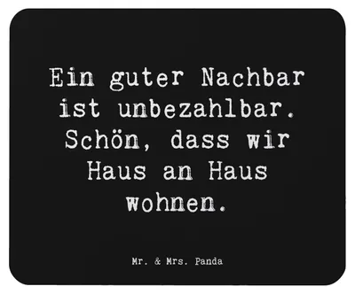Produktbild von Mr. & Mrs. Panda Mouse Pad Spruch Guter Nachbar - Schwarz - Geschenk, Freundschaft, Nachbarliebe, pc mauspad, computer, Bedanken, Vertrauen, Verbundenheit, Aufmerksamkeit
