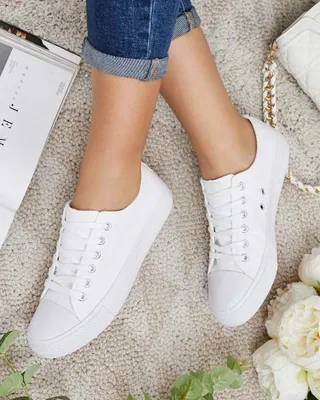 Produktbild von Damen Stoff-Sneakers QY831-9A ALLWHITE E, leichte Freizeitschuhe, Größe 40