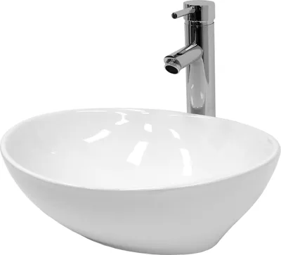 Obrázek produktu pro LuxeBath umyvadlo Oválné umyvadlo na desku, 41x33x14,2 cm, bílé, z keramiky, včetně odtokové soupravy bez přepadu