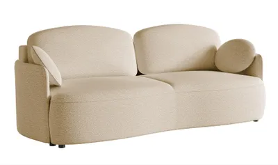 Produktbild von Selsey RAVIOLO - Sofa mit Schlaffunktion, Stauraum und Bouclé-Bezug, hellbeige