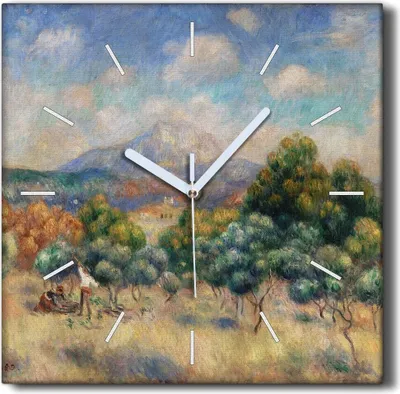 Produktbild von Coloray Hodiny Unikátní 30x30 cm  Tiché hodiny Pro obývací pokoj a kuchyň Nástěnné hodiny Plátno Černé ručičky hodin - Lesní horská krajina