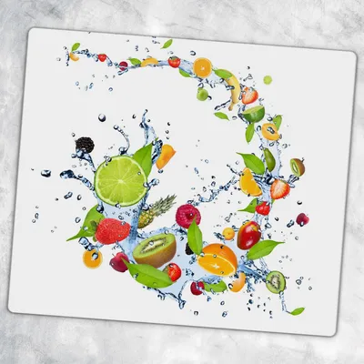Produktbild von Glas-Herdabdeckplatten Glaskeramikkochfeld-Abdeckung Spritzschutz Glas 60 cm x 52 cm - Obst Splash