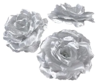 Image de Fleurs artificielles en forme de roses - 20 pièces de roses pour mariages, fêtes et décoration - Argenté