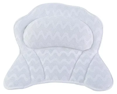 Produktbild von Badewannenkissen, Nackenstützkissen, Badewannen-Spa-Kissen, Entspannungskissen für den Kopf, tragbares, waschbares Badewannenzubehör, mit dickem, weichem 3D-Luftnetzgewebe, weiß