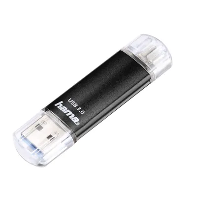 Zdjęcie produktu dla pamięć USB hama Laeta Twin czarna 32 GB