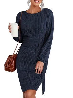 Produktbild von Strickkleid für Damen mit langen Ärmeln für Herbst und Winter