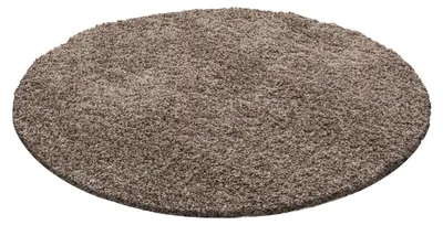 Productafbeelding van Ayyildiz Hoogpolig tapijt Choco 80 cm rond Shaggy Vloerkleed Mocca Zacht en 30 mm voor Woonkamer en Slaapkamer