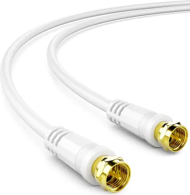 Produktbild von deleyCON 10m SAT TV Antennenkabel Koaxial Kabel HDTV 4-Fach Schirmung DVB-S DVB-S2 Radio DAB Vergoldete Metallstecker Weiß