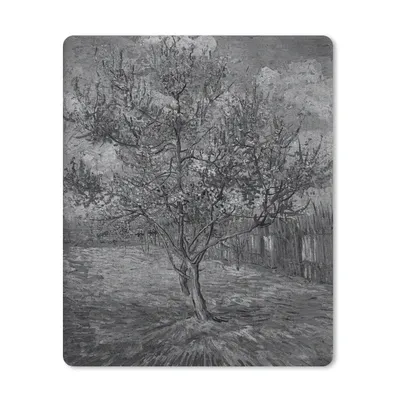 Produktbild von MuchoWow® Mauspad Mousepad Blühender Pfirsichbaum - Vincent van Gogh - Schwarz und weiß 30x40 cm - Mousepads - Maus Mat - Pad - Mausunterlage - Mausmatten