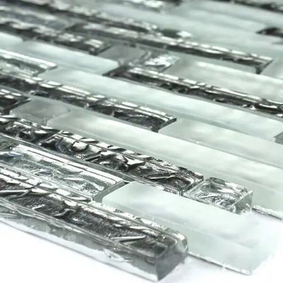 Produktbild von Glasmosaik Fliesen Harmony Silber Weiß
