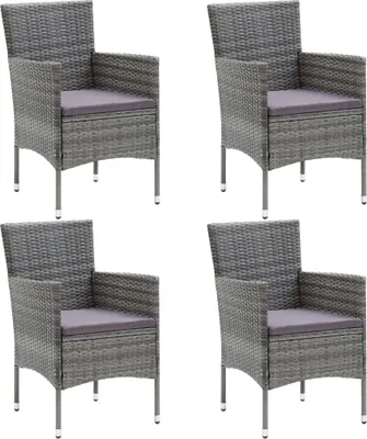 Zdjęcie produktu dla VidaXL 310563, Taras, Obite siedzisko, Poliester, Technorattan, Stal, Szary, 530 mm, 580 mm