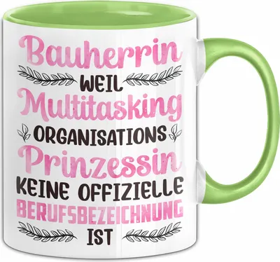 Produktbild von Bauherrin Tasse Geschenk Frauen Bauherrin Geschenkidee Lustiger Spruch Kaffee-Becher (Grün)