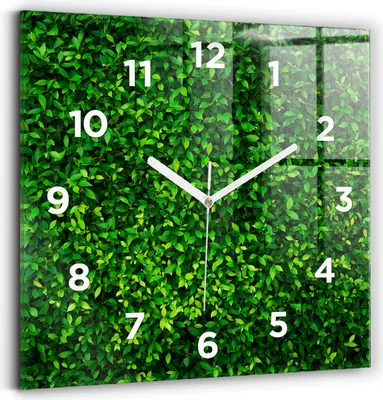 Produktbild von Wallfluent Wanduhr – Stilles Quarzuhrwerk - Uhr Dekoration Wohnzimmer Schlafzimmer Küche - Zifferblatt - weiße Zeiger - 30x30 cm - Heckenblätter