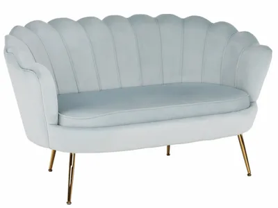 Obrázek produktu pro Kondela Dvojsedačka Noblin - šedomodrá (Velvet) / zlatá