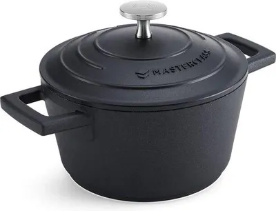 Produktbild von Unyqoos® Bratentopf 16 cm mit Deckel – leichter Gussaluminium-Topf, Edelstahlboden, 2-lagige kratzfeste Antihaftbeschichtung, induktionsgeeignet & ofenfest, schwarz