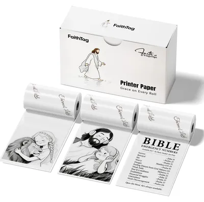 Produktbild von FaithTag 3 Rollen Selbstklebendes Weißes Thermopapier
