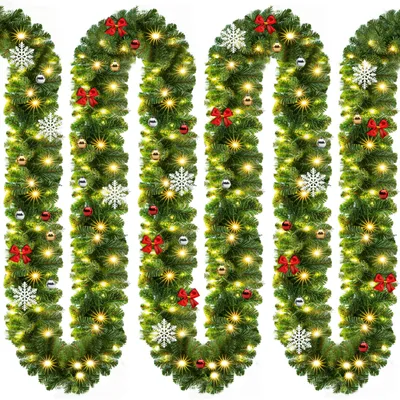 Produktbild von CASARIA® Weihnachtsgirlande mit Beleuchtung Deko 2x 5m 80 LEDs Beleuchtet Innen Außen Grün Weihnachtsdeko Weihnachten Girlande Tannengirlande Warmweiß