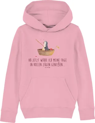 Produktbild von Mr. & Mrs. Panda Kinderpullover Pinguin Angelboot 7-8 Jahre (122/128) - Baumwolle Pink - Geschenk, Neuanfang, Kapuzenpullover, Kinderbekleidung, Sweatshirt, Hoodie, Boot