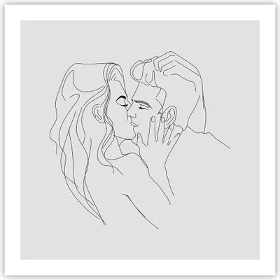 Produktbild von Poster - Poster ohne Rahmen - Kuss Paar Skizze - 60x60 cm - Wand Bild - Wanddeko - Wandbilder - Kunstposter - Wandposter - Bilder - Kunstdruck - Wanddekoration - Wandbild - P2XAC60x60-4434
