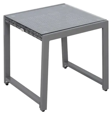 Obrázok produktu pre Balkónový stolík z polyratanu a hliníka | Farba: sivá | Rozmery: 49,5 x 50 x 50 cm