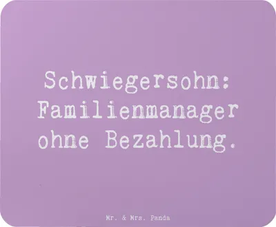 Produktbild von Mr. & Mrs. Panda Mauspad Spruch Schwiegersohn Manager - Lavendeltraum - Geschenk, unbezahlt, laptop mousepad, Handarbeit, Humor, Beziehung, Schwiegereltern, Mouse Pad