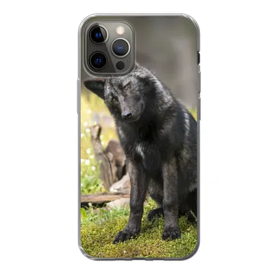 Produktbild von MuchoWow® Handyhülle Schutzhülle Hülle für iPhone 13 Pro Wolf - Schwarz - Gras Silikon Softcase Handy Hülle - Handy-Tasche