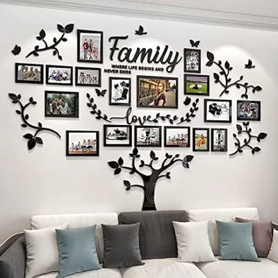 Produktbild von Wandtattoo Baum Stammbaum Wandtattoo Wohnzimmer - 3D DIY Wandsticker Wall Stickers Wanddeko Deko Wandtattoo Baum für Wohnzimmer Schlafzimmer Bilderrahmen 15x20 10x15 Fotowand(Schwarz 146 * 207cm)