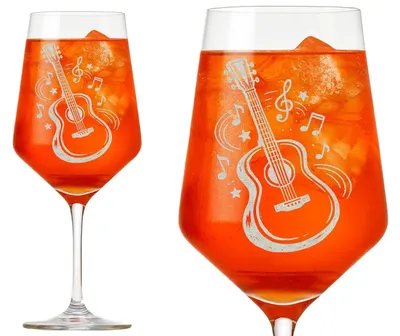 Produktbild von Weinglas Gravur Gitarre 350ml spülmaschinenfest ideal für Musikliebhaber