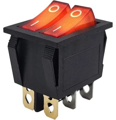 Produktbild von Doppel-Wippschalter ON-OFF KCD6-202 3-polig 250V/16A 30x22mm Rot mit LED