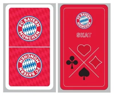 Produktbild von Skat-Spielkarten, französisches Blatt, rotes FC-Bayern-Motiv