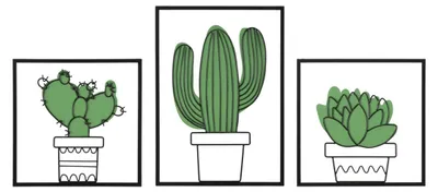 Produktbild von Wandpanel Cactus aus Eisen, 3er-Set 33x46 cm