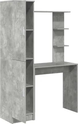 Produktbild von 2 Stück Schreibtisch Beton Grau 113,5 x 39 x 168 cm mit 2 Scharniertüren