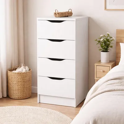 Produktbild von Sarroch - Kommode, 40x40x92h cm Weiß, 4 Schubladen
