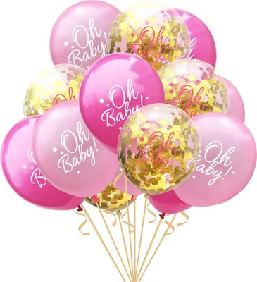 Produktbild von Oblique Unique Konfetti Luftballon Set für Baby Shower Party Mädchen 15 Deko Ballons rosa gold