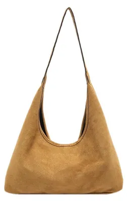 Produktbild von FFWTPY Damen Handtasche aus Wildleder Elegante Vintage Shopper Tasche für Alltag Arbeit und Einkaufen (Braun)