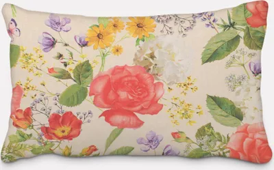 Produktbild von SCHÖNER LEBEN. Kissenhülle Outdoor Rosen  beige bunt div. Größen Größe 60x80cm (HxB) 60x80cm (HxB) Größe