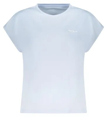 Image de T-shirt bleu pour femme en Coton avec imprimé et col rond