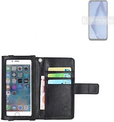 Produktbild von K-S-Trade Handy Hülle Schutz Hülle Kompatibel mit Huawei P40 Lite Case mit Displayschutz / Schutzfolie Flip Cover Wallet case Etui Hülle schwarz